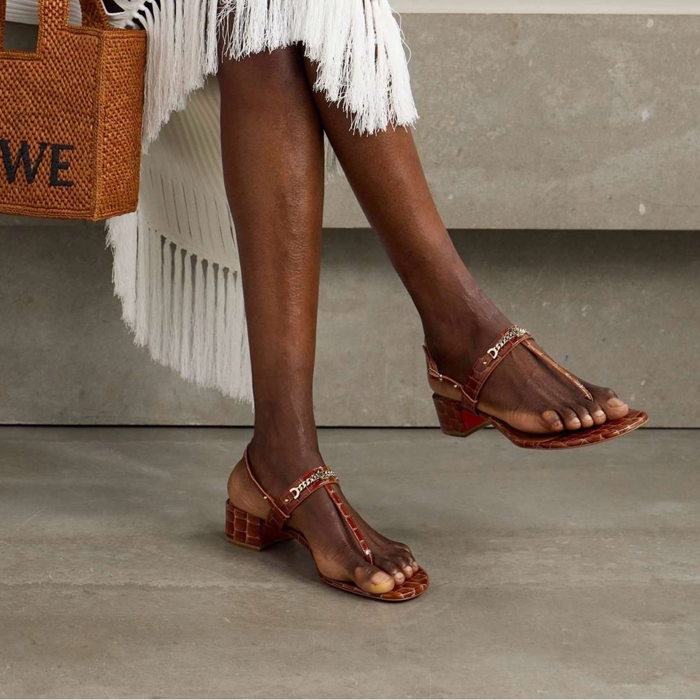 Just Queen 55 Croc-Embossed Sandals - Picture 3 of 15